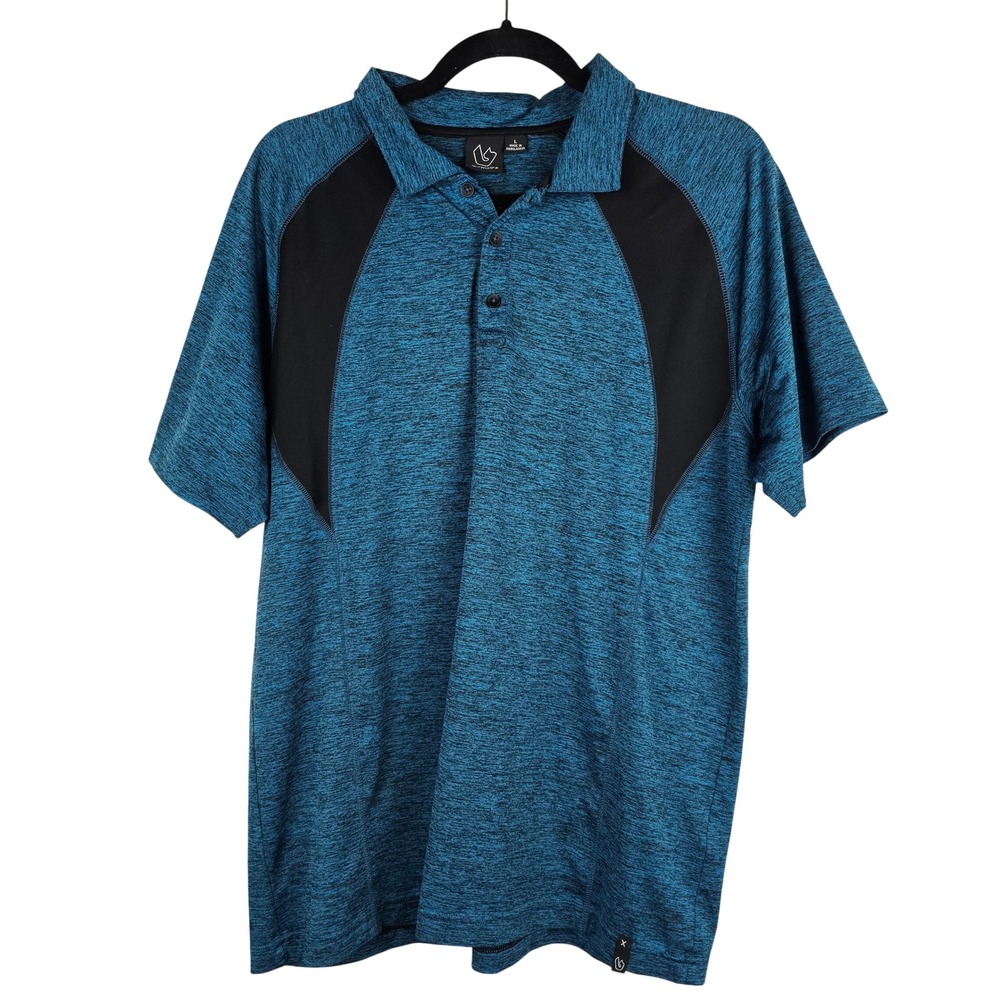 Burnside‎ Men's Teal Black Space Dye Performance Polo Shirt Size Large